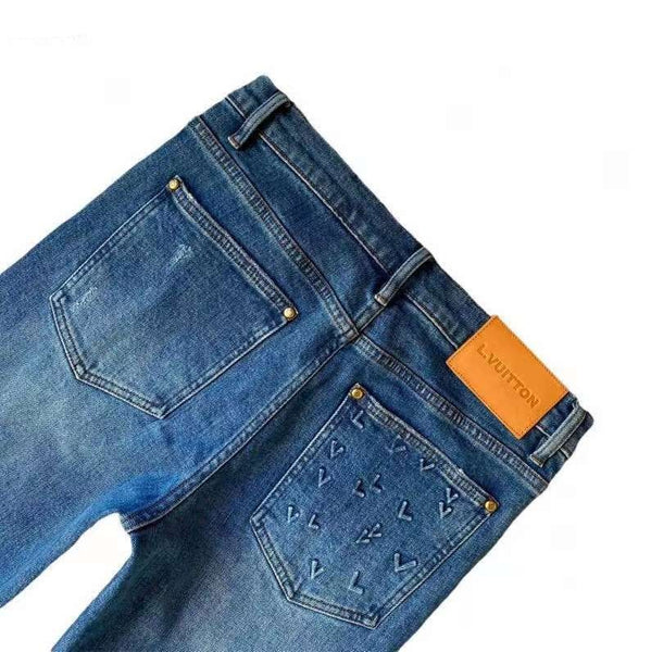 Men Branded Logo Embroidery Denim Jeans