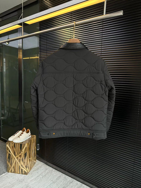 Men Premium Black Quilted Pattern Jacket