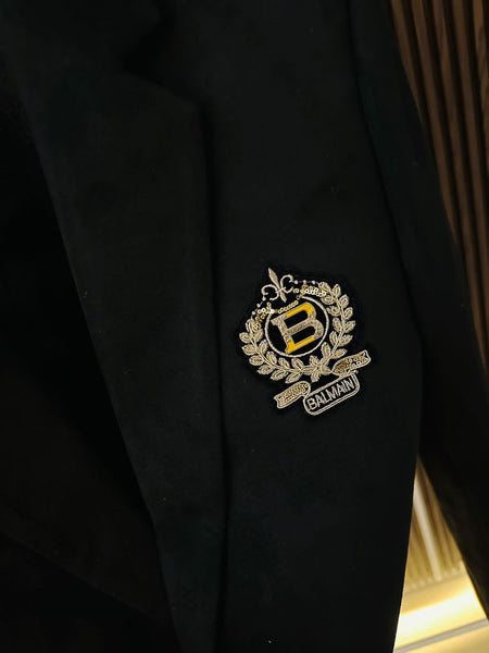 Premium Logo Embroidery Suede Blazer