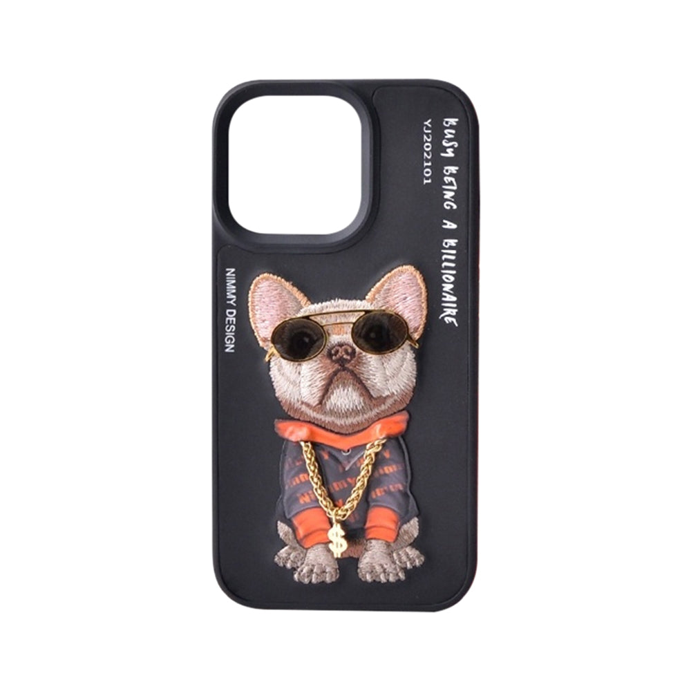 Nimmy 3D Embroided Swag Dog Back Case Cover for Apple iPhone - Black