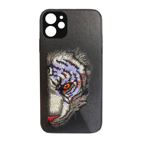 White Tiger Leather Back Case Cover