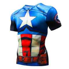 Men Compression supermen and captain america 3D Print T-Shirt