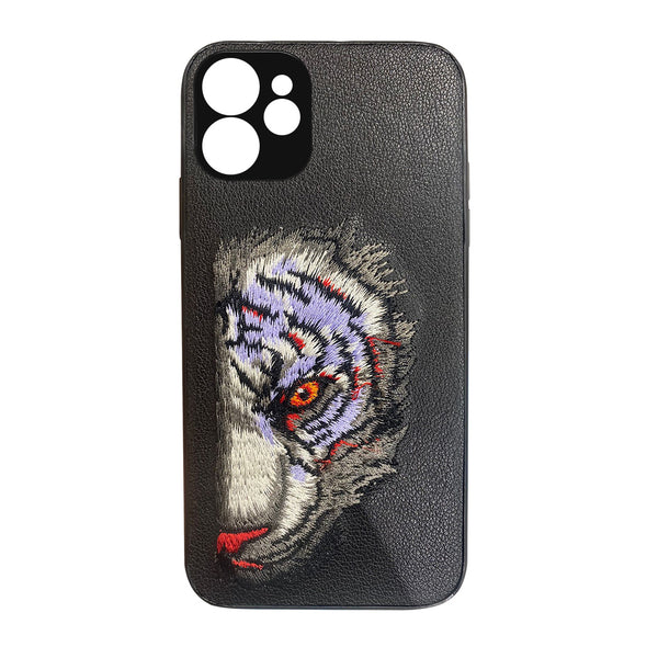 White Tiger Leather Back Case Cover