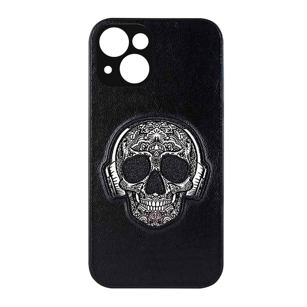 Skull Leather Back Case Cover for Apple iPhone - Black