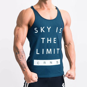 Men Gyms Fitness Tank Tops Bodybuilding Workout Cotton Sleeveless Shirt Male Summer Casual Print Stringer Singlet Brand Clothing