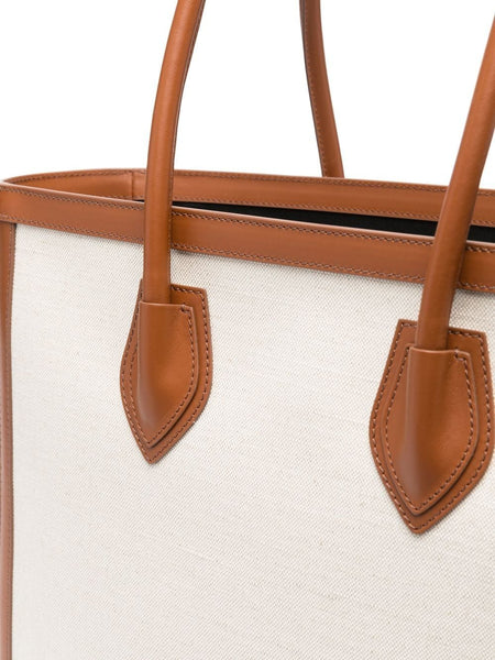Premium Leather-Trimmed Canvas Tote Bag