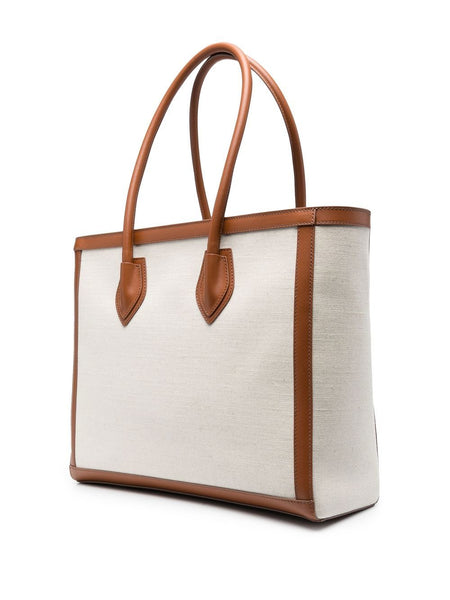 Premium Leather-Trimmed Canvas Tote Bag