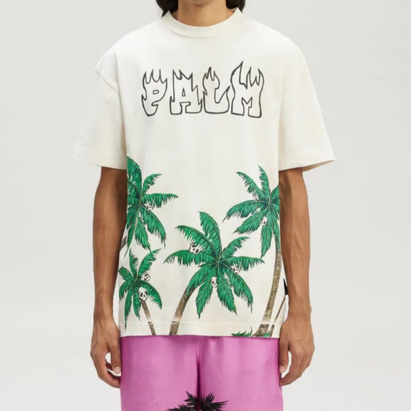 Palm Tree-Print Cotton T-Shirt