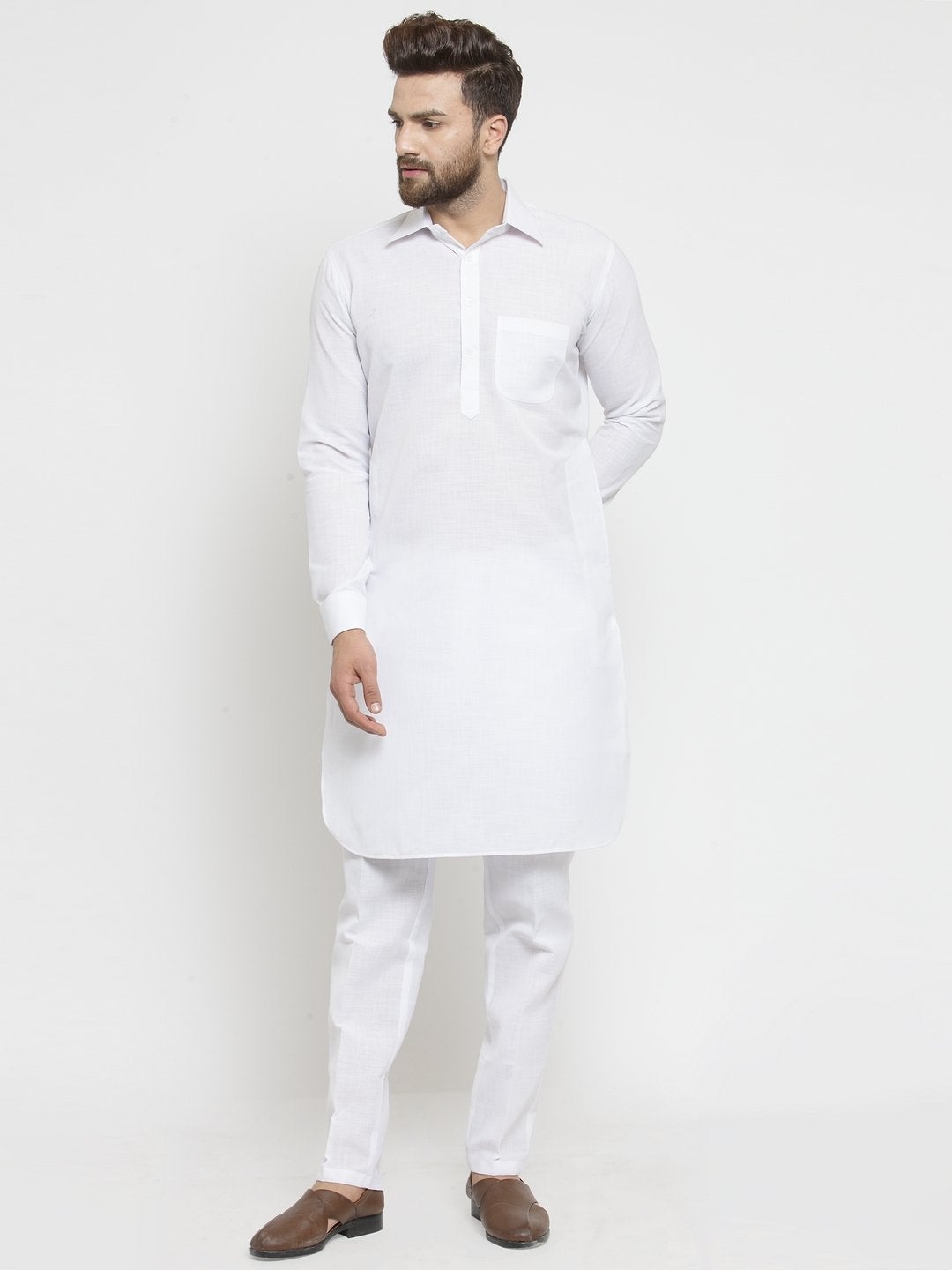 Pathani Style KurtaPant Set In Cotton Fabric  cotrasworld