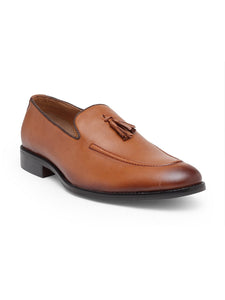 Treemoda Men Tan Solid Formal Leather Slip-on Shoes