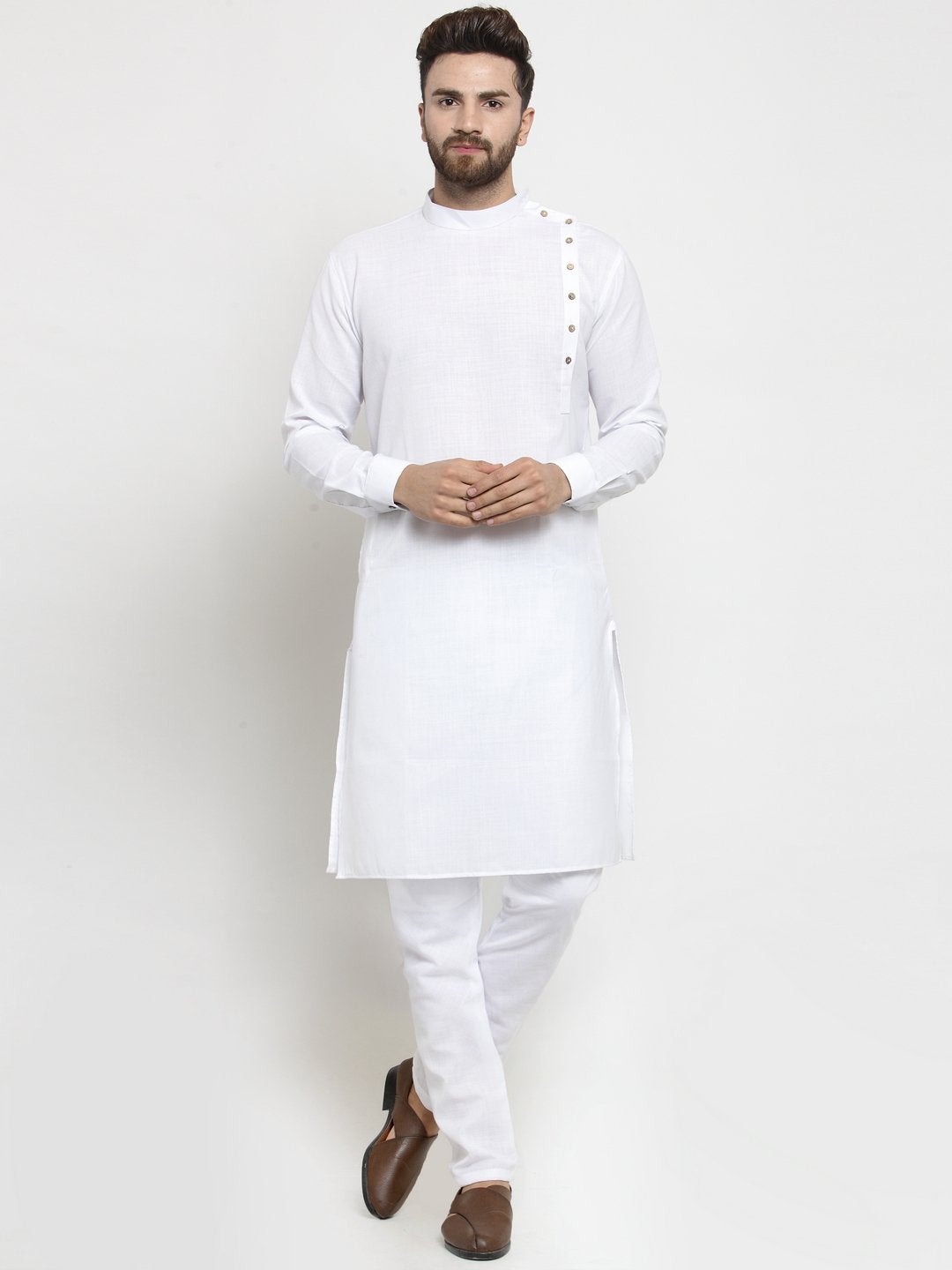 white linen kurta pajama for men