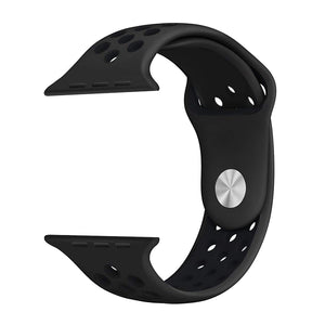 Silicone Sports Watch Strap for Apple Watch Series 5/4/3/2/1 (Charcoal Black Air Hole)