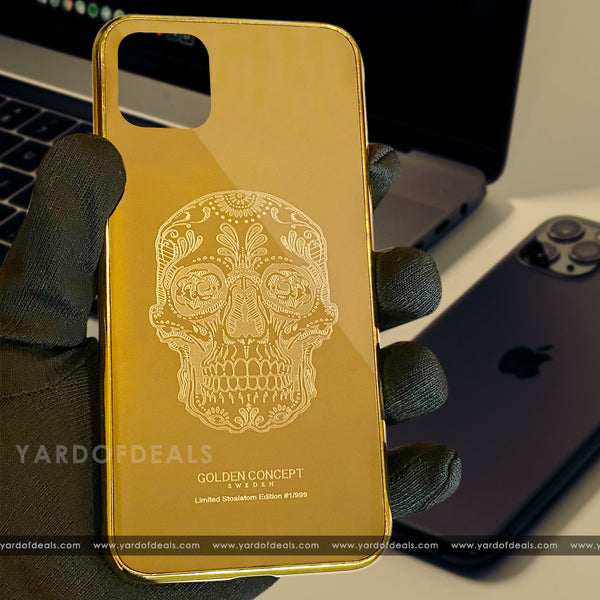 Designer Royal Golden Case With Embossing Work For iPhone