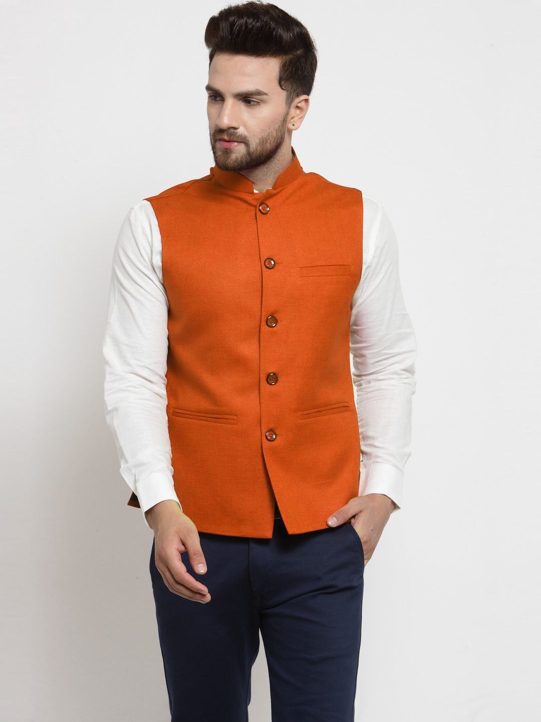 Buy Fabindia Linen Blend Nehru Jacket online