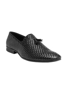 Treemoda Men Black Solid Formal Leather Slip-on Shoes
