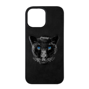 Panther Leather Back Case Cover for Apple iPhone  - Black