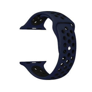 Silicone Sports Watch Strap for Apple Watch Series 5/4/3/2/1(Blue & Black Air Hole)