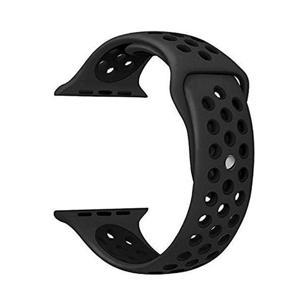 Silicone Sports Watch Strap for Apple Watch Series 5/4/3/2/1(Black Air Hole)