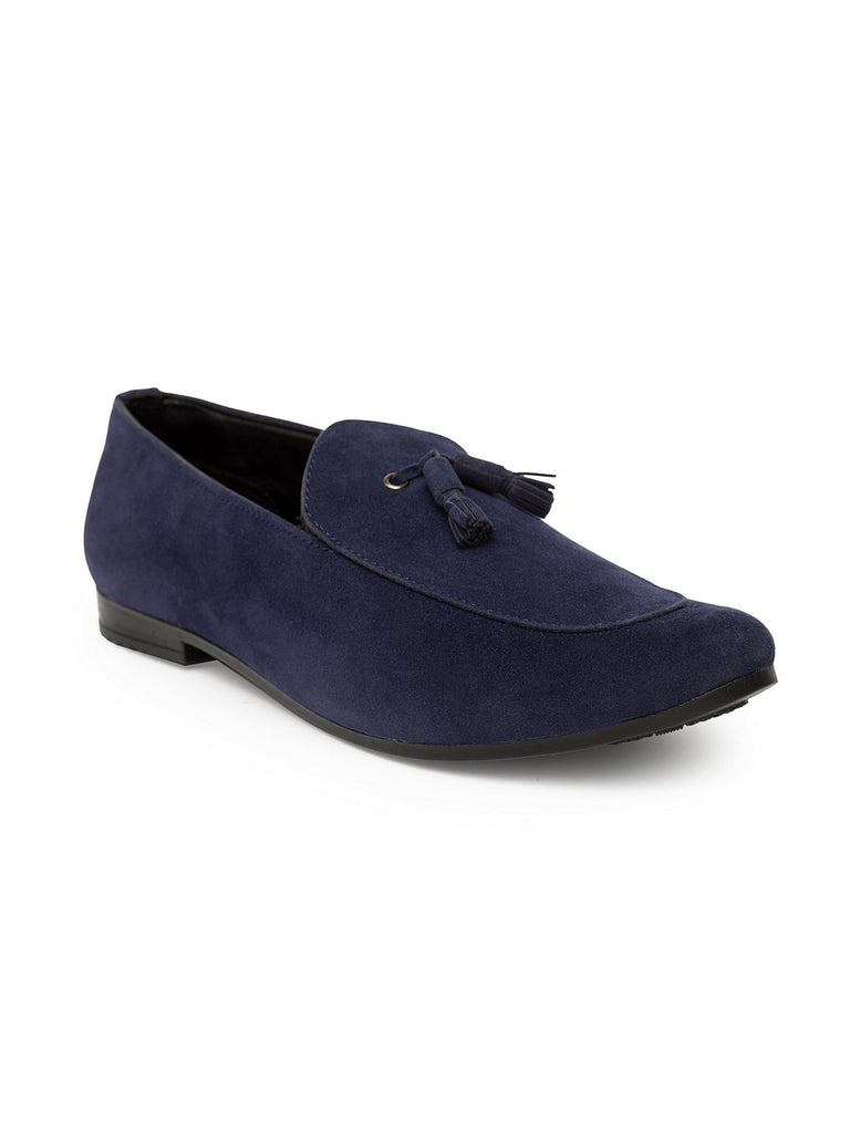 Blue Suede Tassel Loafers