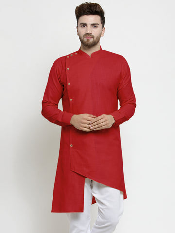 Designer Red Linen Kurta For Men By Treemoda