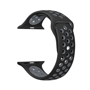 Silicone Sports Watch Strap for Apple Watch Series 5/4/3/2/1(Black and Grey)