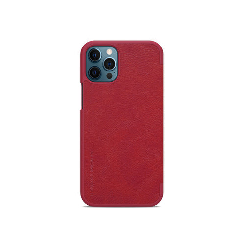 iPhone 12 ProMax Cherry Red Leather Mobile Case (Flip Cover)