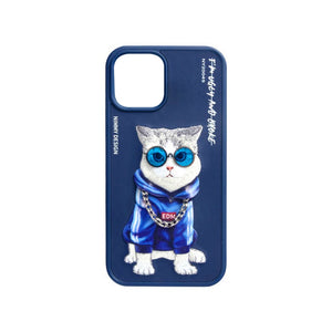 Nimmy 3D Embroided Swag Cat Back Case Cover for Apple iPhone - Blue