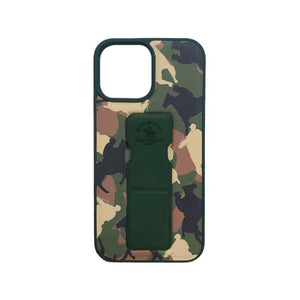 POLO CLUB Green Camouflage Leather Case For iPhone