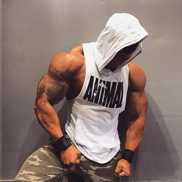 New Men Bodybuilding Cotton Tank top Gym Hoodie