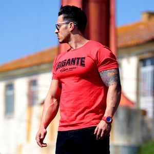 Men cotton Short sleeve t shirt Summer Gyms Fitness Bodybuilding Tight T-shirt