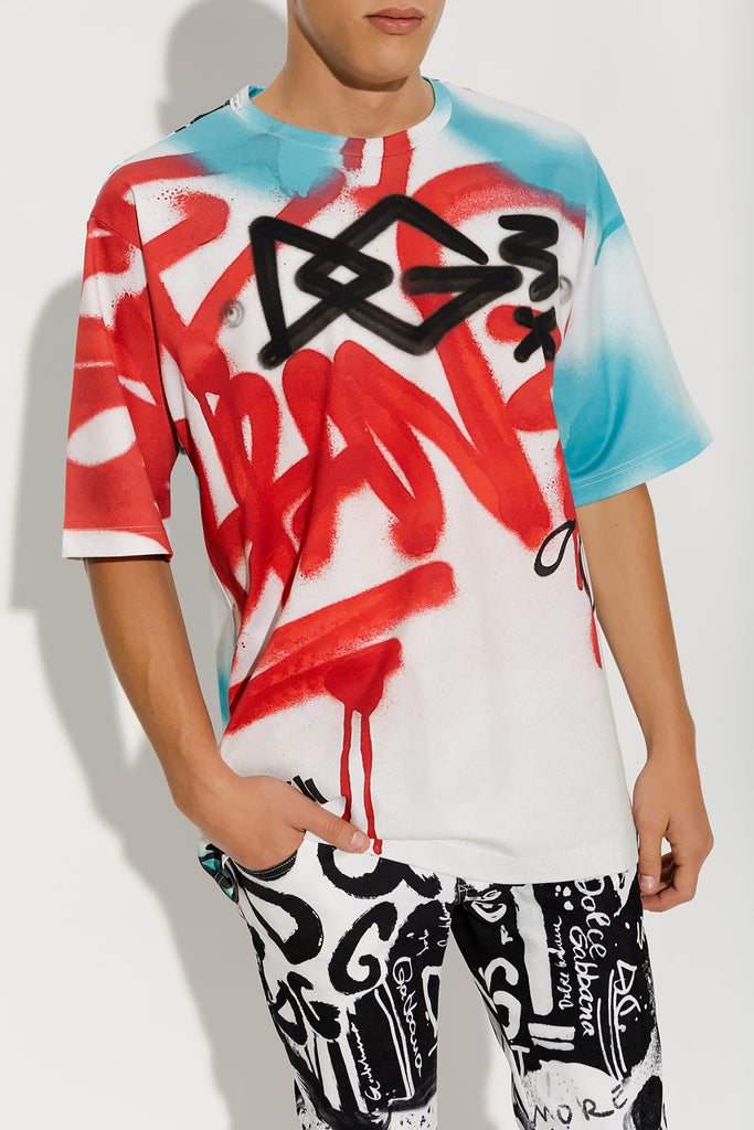 Off-white Graffiti-print Short-sleeved Shirt In Multicoloured