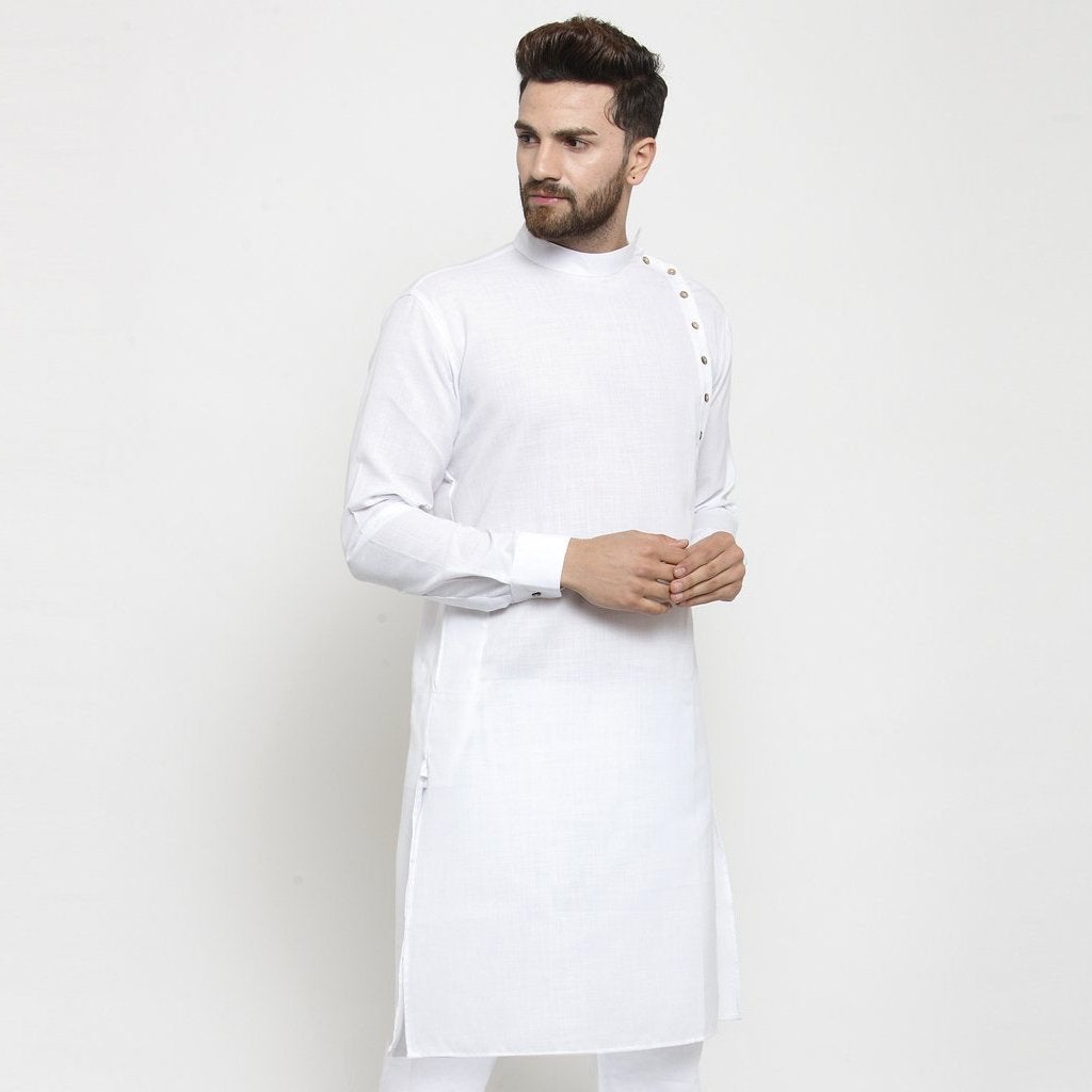 Designer White Linen Kurta For Men By Treemoda Yard of Deals