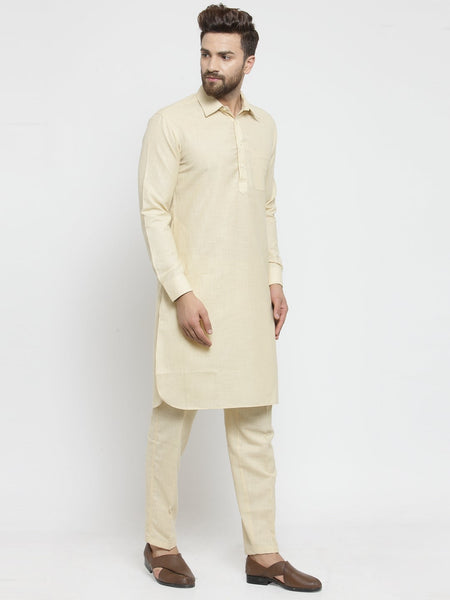 Designer Linen Pathani Kurta Pajama Set