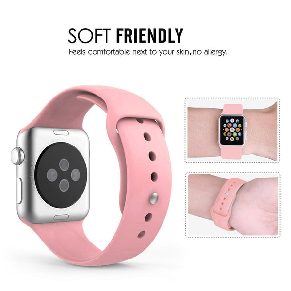 Silicone Sports Watch Strap for Apple Watch Series 5/4/3/2/1(Baby Pink)