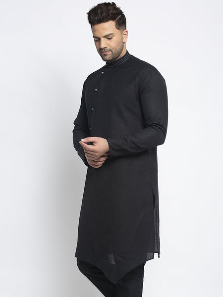Designer Black Linen Kurta For Men By Treemoda