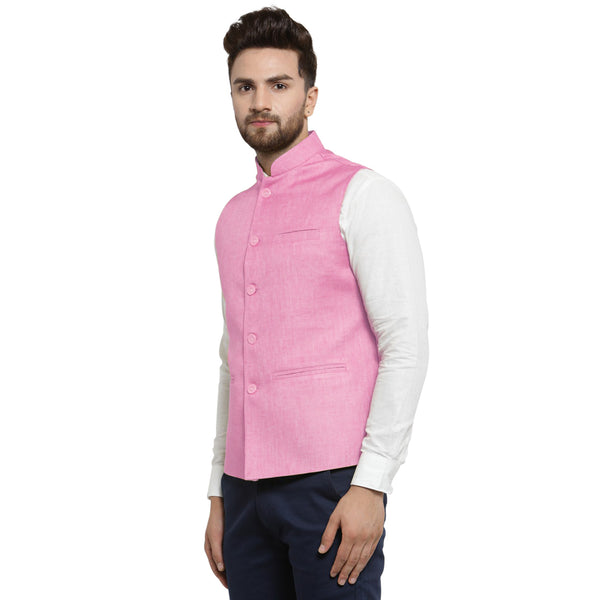 Treemoda Baby Pink Nehru jacket For Men Stylish Latest Design Suitable for Ethnic Wear/Wedding Wear/ Formal Wear/Casual Wear