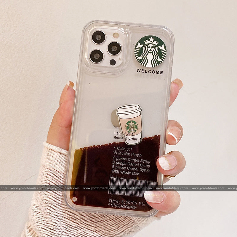 Luxury Liquid Coffee Back Case Cover for iPhone 11, 12, 13 & 14 Series