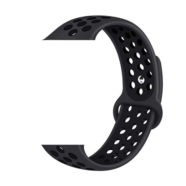 Silicone Sports Watch Strap for Apple Watch Series 5/4/3/2/1(Black Air Hole)