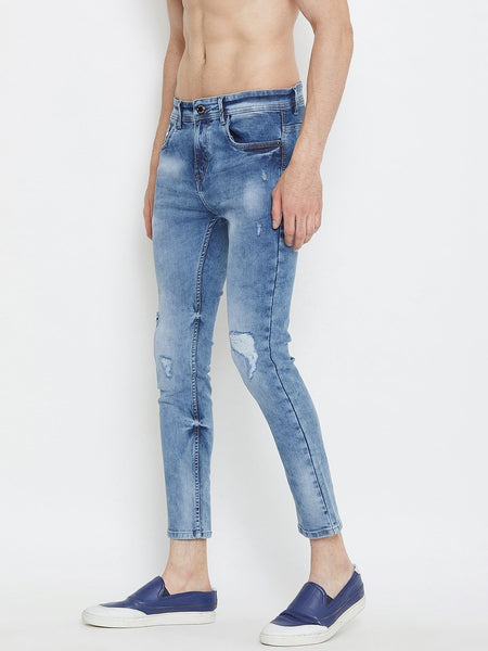 Men Blue Slim Fit Mid-Rise stretchable Jeans