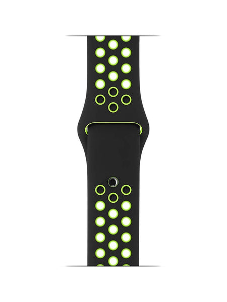 Silicone Sports Watch Strap for Apple Watch Series 5/4/3/2/1(Black and Green)