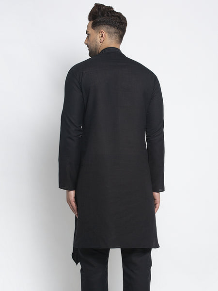 Designer Black Linen Kurta For Men By Treemoda