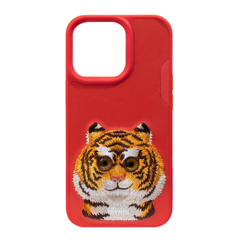 Nimmy 3D Embroided Tiger Back Case Cover for Apple iPhone - Red