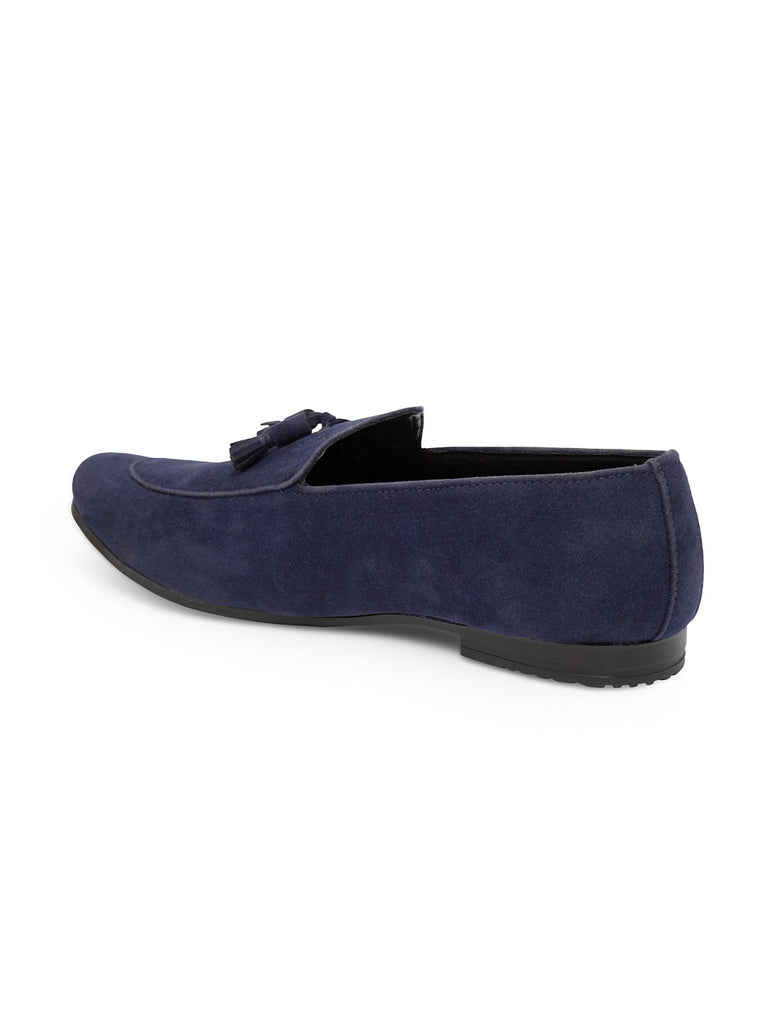 Blue Suede Tassel Loafers