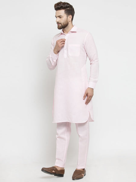 Designer Linen Pathani Kurta Pajama Set