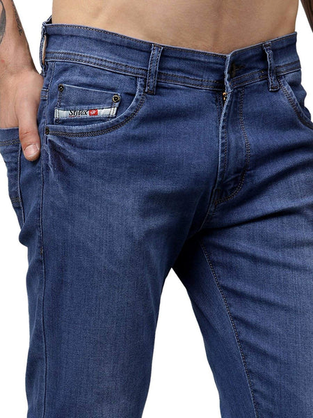 Men Blue Slim Fit Mid-Rise Slash Knee Stretchable Jeans