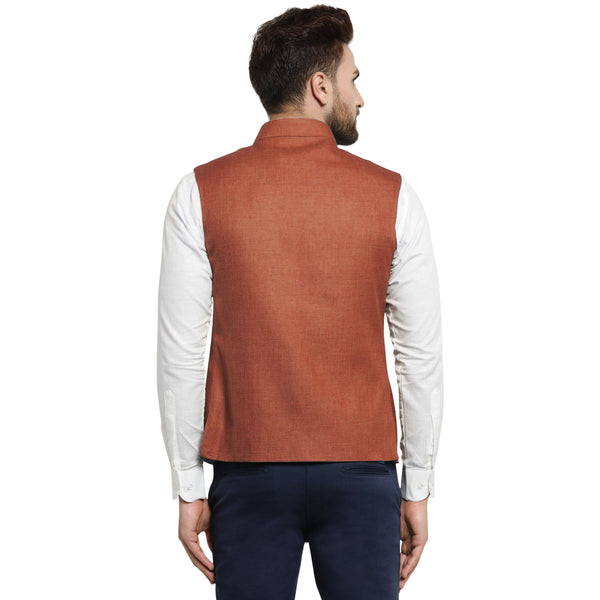Treemoda Coffee Brown Nehru jacket For Men Stylish Latest Design Suitable for Ethnic Wear/Wedding Wear/ Formal Wear/Casual Wear
