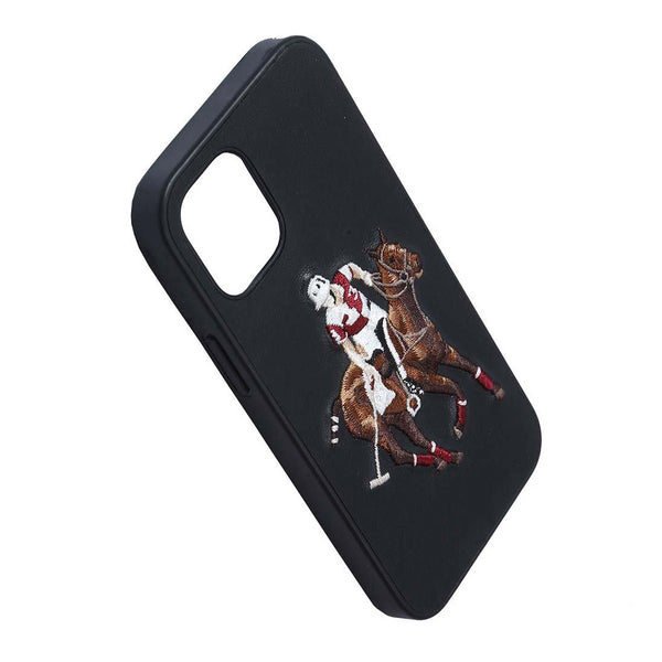 Polo Man Leather Back Case Cover for Apple iPhone - Black