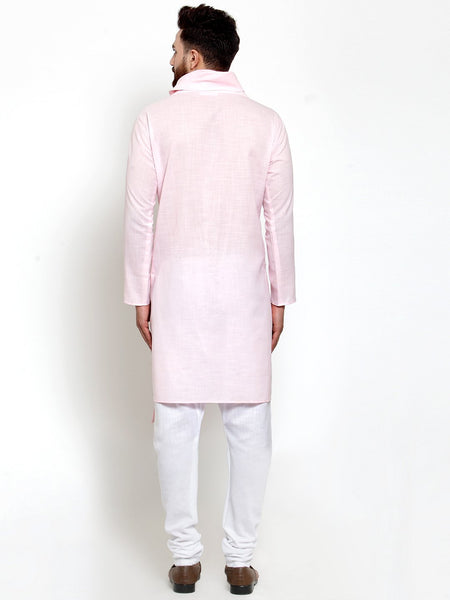 Pink Kurta For Men | Designer Full Sleeve Linen Kurta For Men