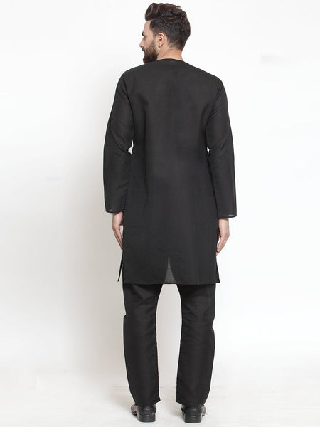 Designer Linen Kurta Black Pajama Set