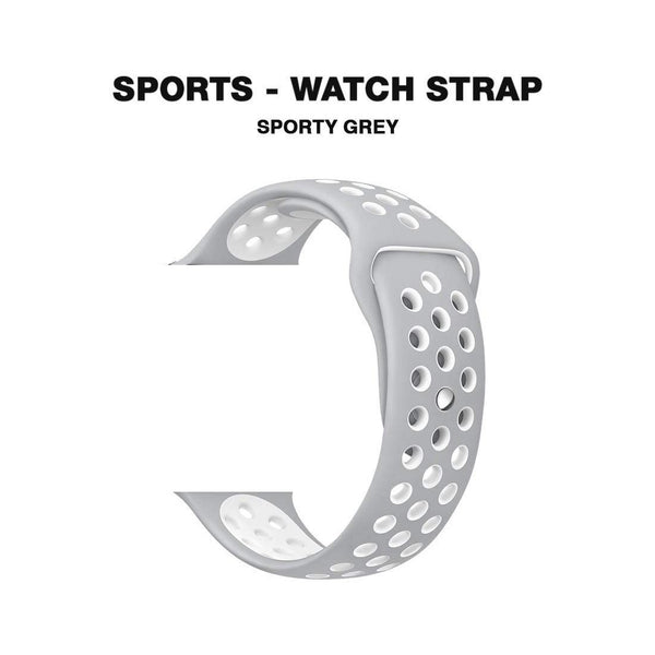 Silicone Sports Watch Strap for Apple Watch Series 5/4/3/2/1(Grey & White Air Hole)